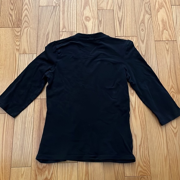 Black 3/4 Sleeve V Neck Shirt - Picture 2 of 4